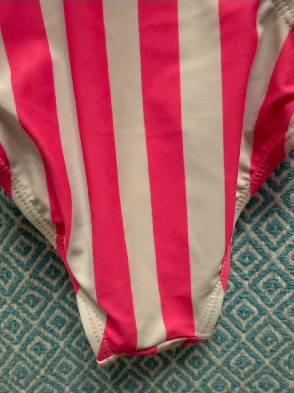 Girls Pink Stripe Flamingo Ruffle One-Piece Swimsuit
